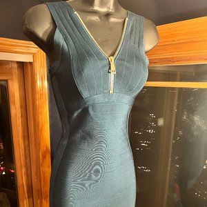 Zip Front Ribbed Fitted Dress